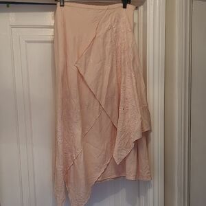 J. Jill Blush Pink Linen Embroidered Skirt